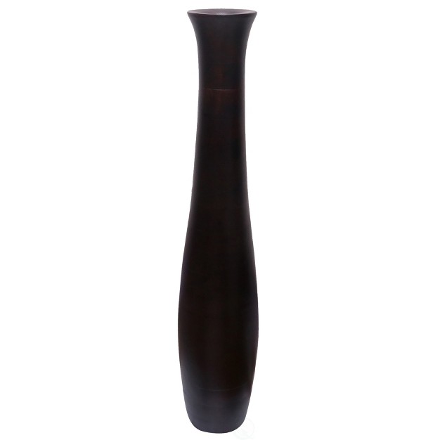 Uniquewise Brown Decorative Contemporary Mango Wood Curved Shaped Floor Vase 30 Inch