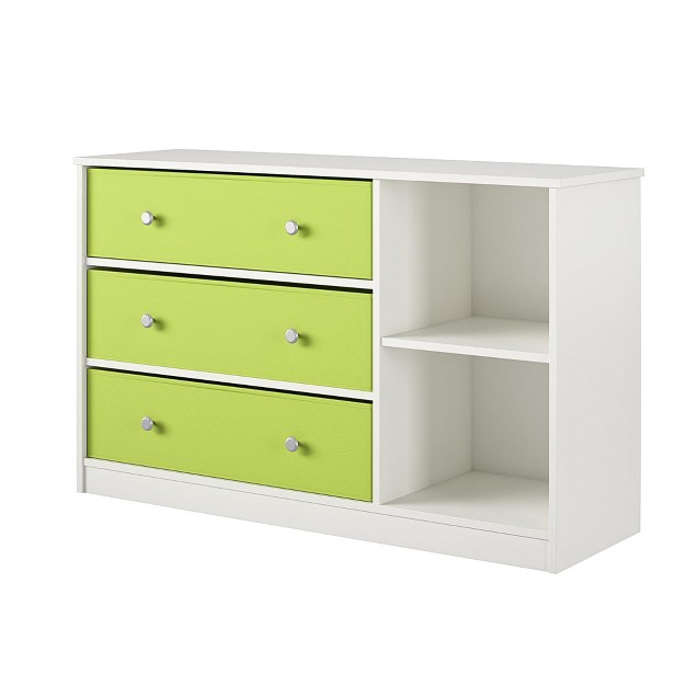 Ameriwood Home Mya Park Wide Dresser With 3 Fabric Bins