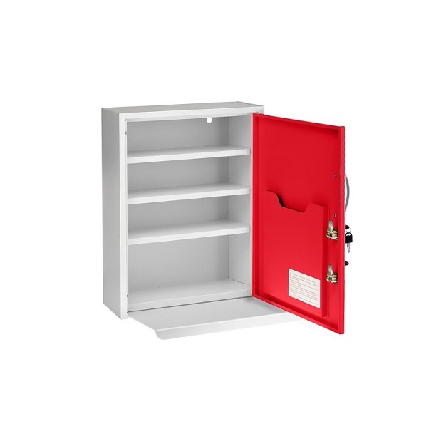 Adirmed 21 In H X 16 In W Dual Lock Surface mount Medical Security Cabinet In Red With Pull out