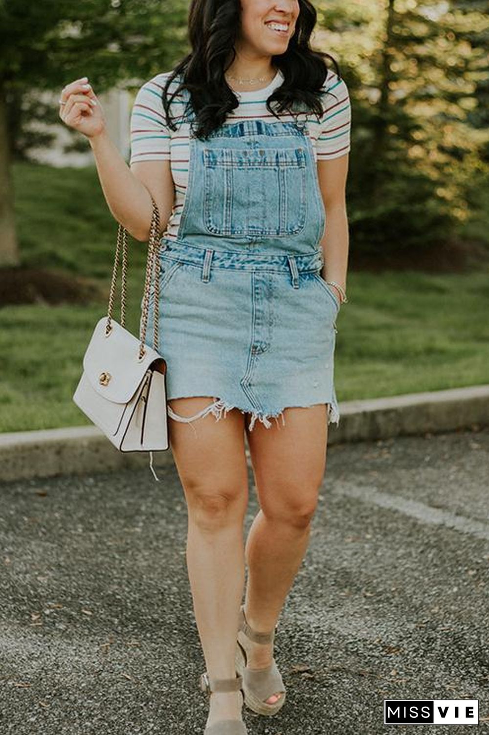 Basic Denim Overall Mini Dress