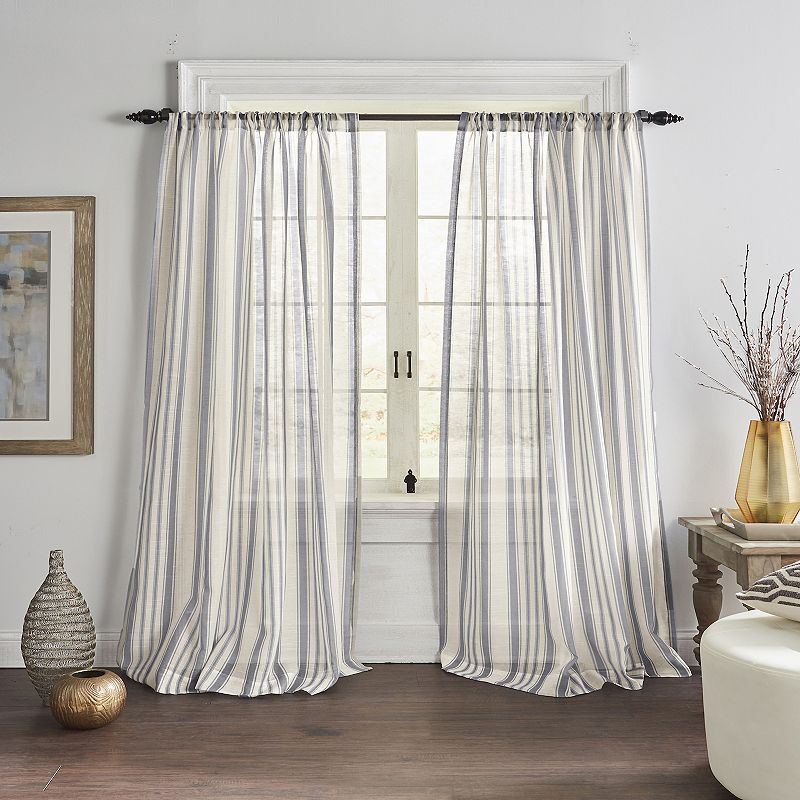 Elrene Home Fashions Hampton Stripe Sheer Window Curtain