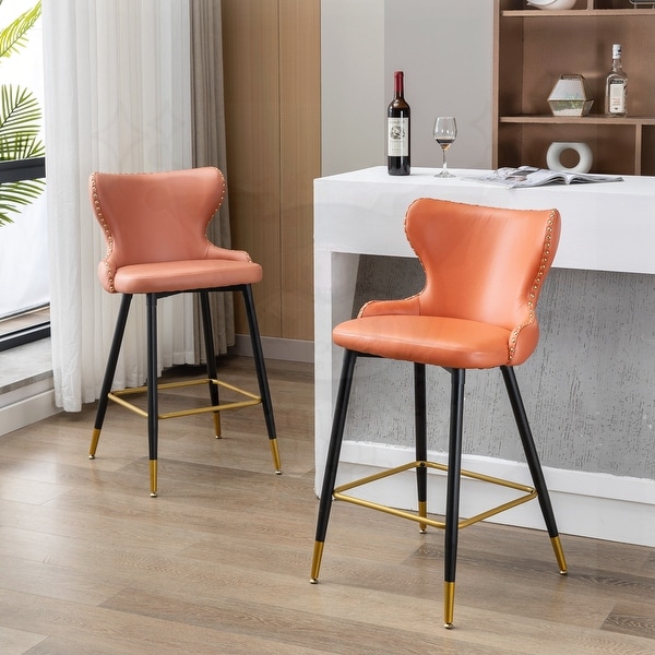 Set of 2 Bar Height Barstools with Backs