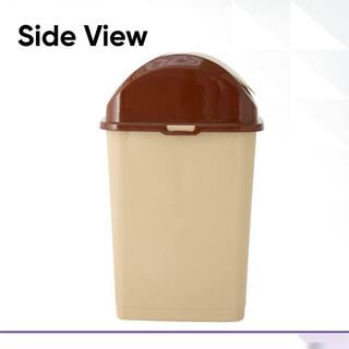 Dracelo 4.7 Gal. Trash Can Wastebasket with Swing Top Lid in Beige B00XLOVD6M