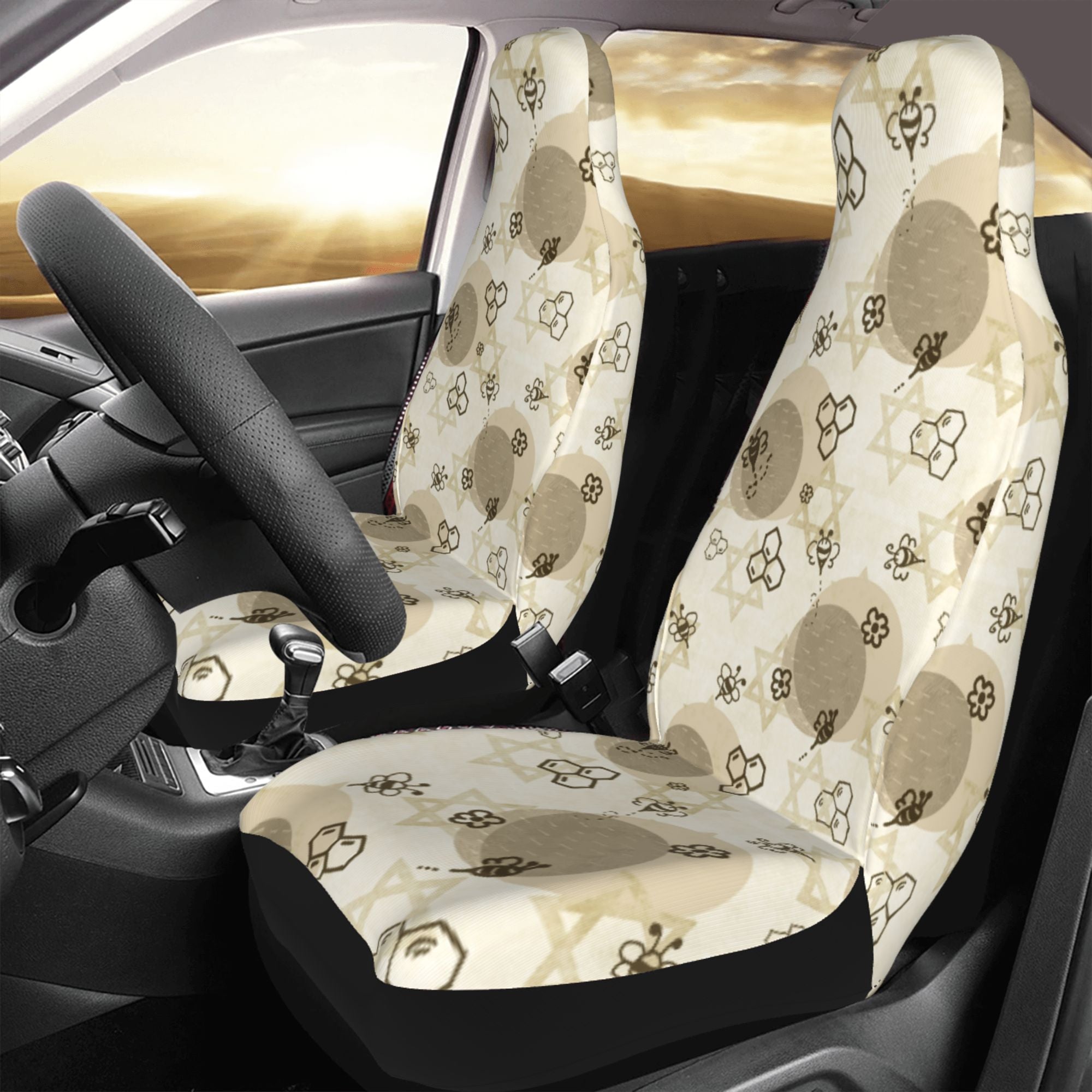 ZICANCN Car Seat Cover Bee Doodle Print Car Front Seat Covers Protectors ， Automotive Seat Covers for Cars Trucks Suv