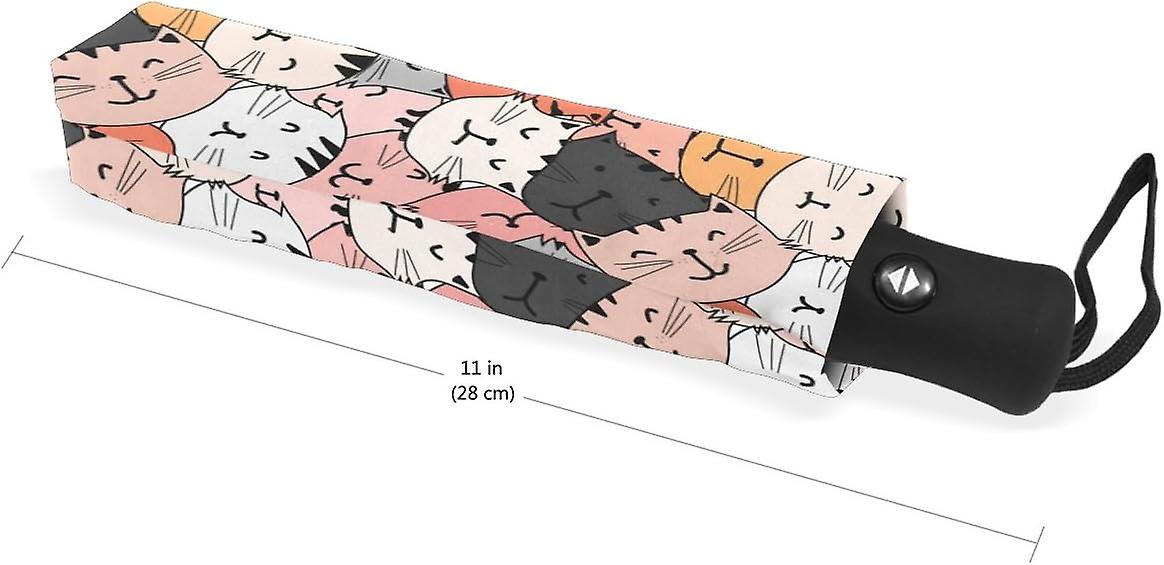 Top Carpenter Cute Cat Doodle Art Anti Uv Umbrella Parasol Auto Open/close