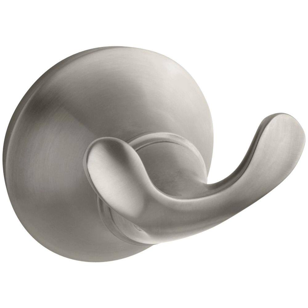 KOHLER Forte Double Sculpted Robe Hook in Vibrant Brushed Nickel K-11375-BN