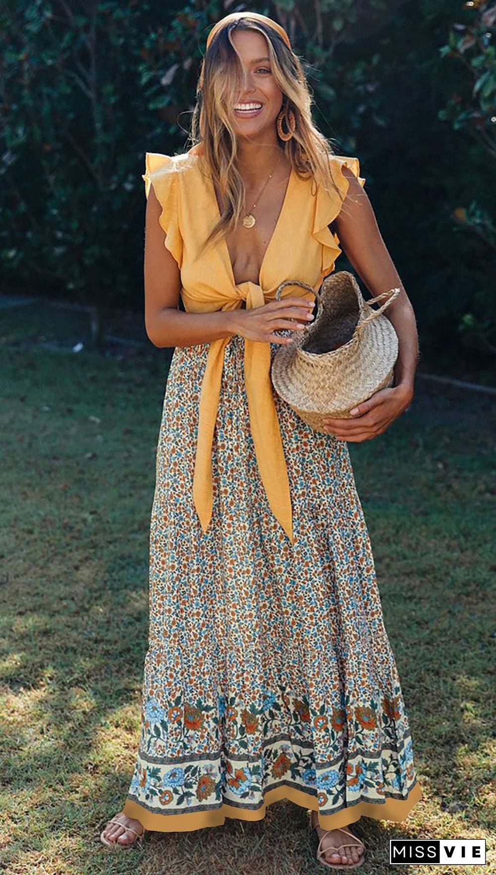 Floral Boho Casual Maxi Skirt