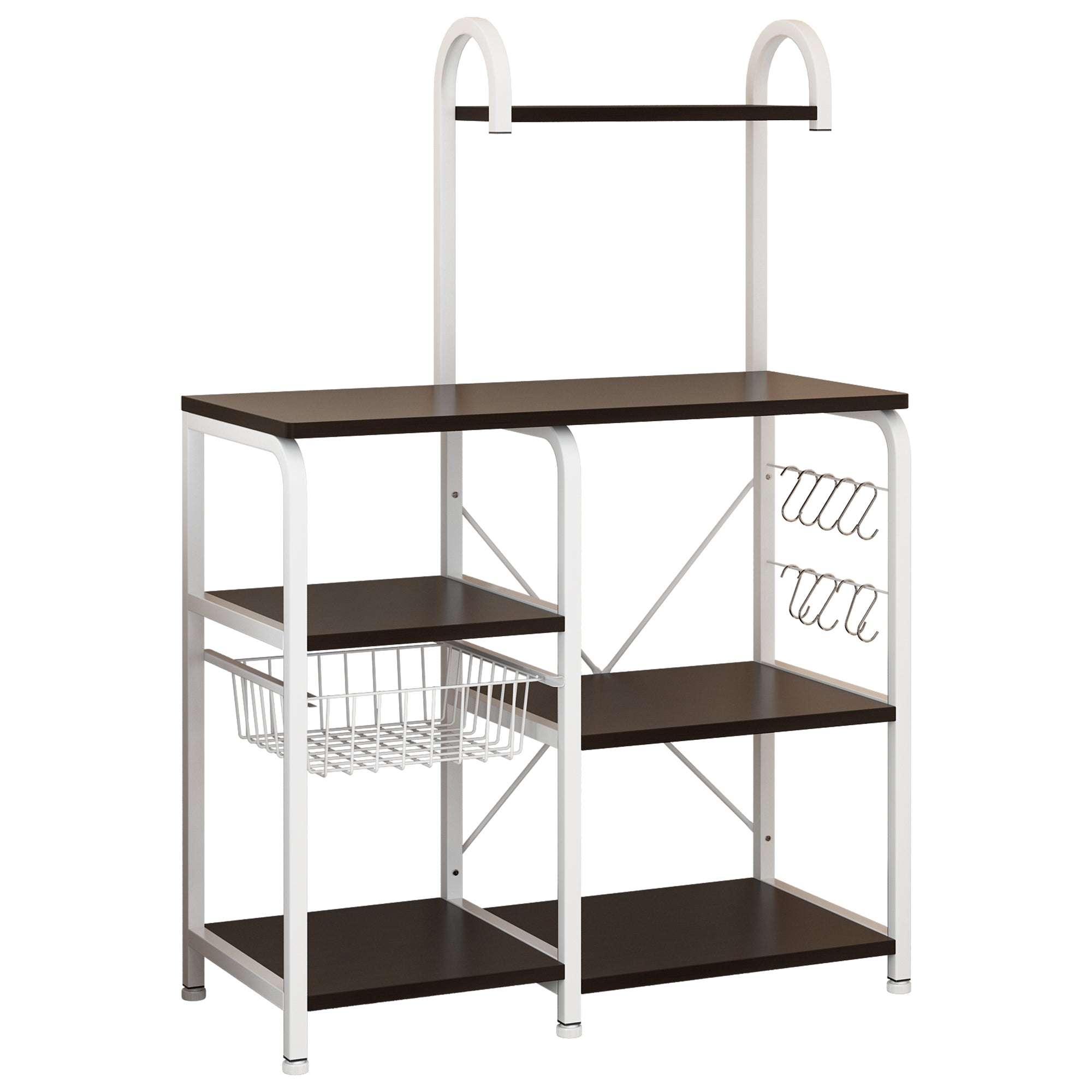 Zimtown 5-Tier Kitchen Bakers Rack Microwave Oven Stand Storage Shelf Workstation Kitchen Island with Drain Basket， Spice Rack and 10 Hooks