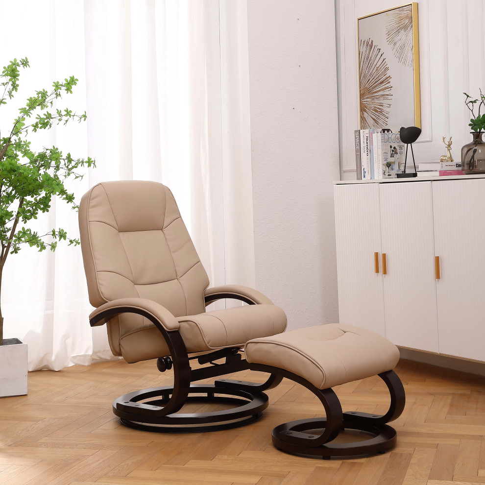 Sundsvall Recliner and Ottoman in Khaki Air Leather   Contemporary   Recliner Chairs   by Progressive Furniture  Houzz