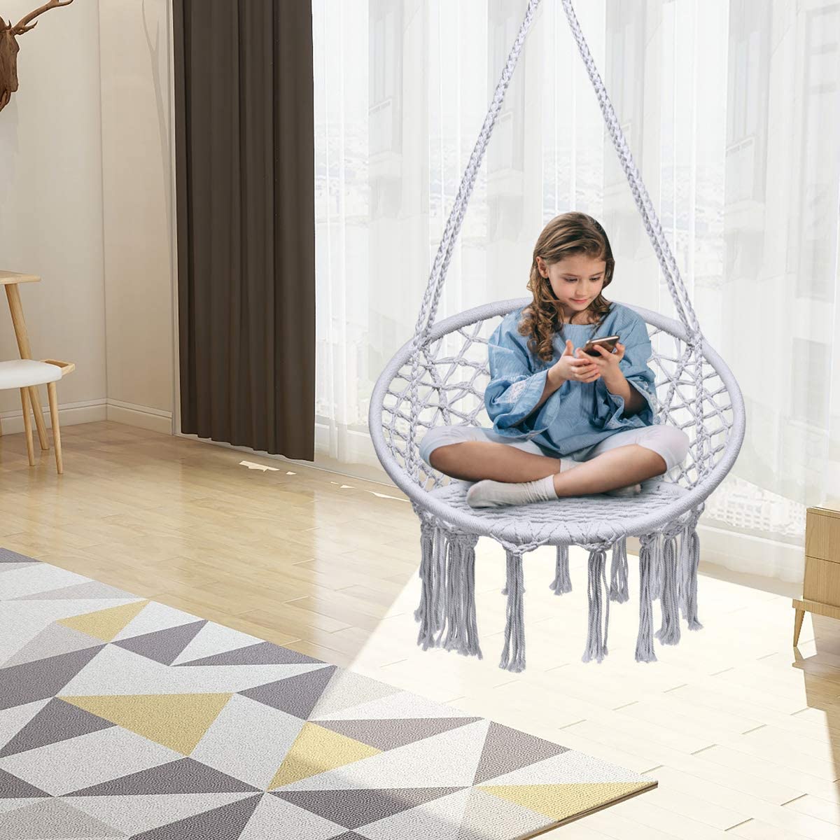 Hanging Hammock Chair, Macrame Hanging Chair 330 Pounds Capacity