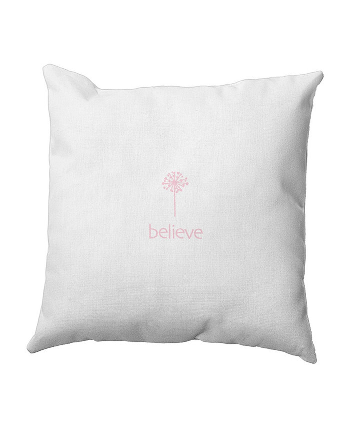 E by Design Make a Wish 16 Inch Pink Decorative Word Print Throw Pillow