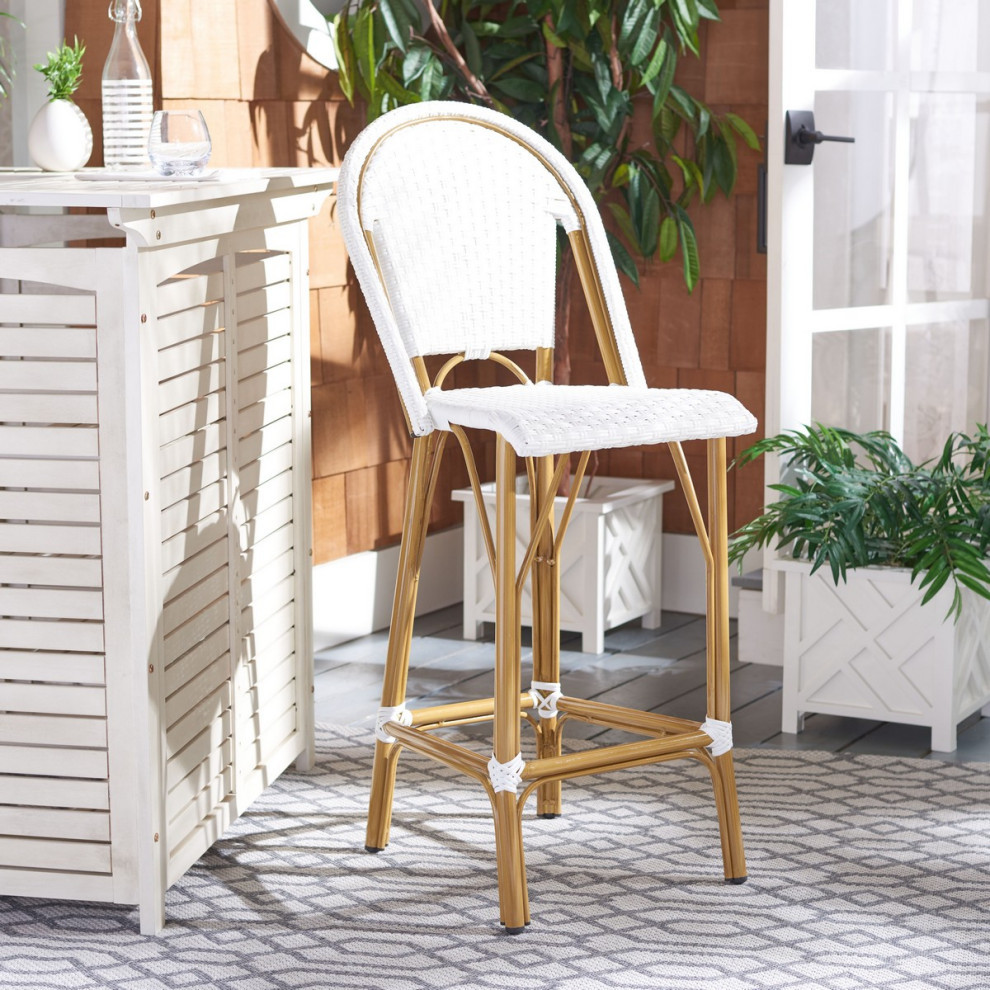 Maxine Indoor Outdoor French Bistro Bar Stool   Tropical   Outdoor Bar Stools And Counter Stools   by AED Luxury Home Decor  Houzz