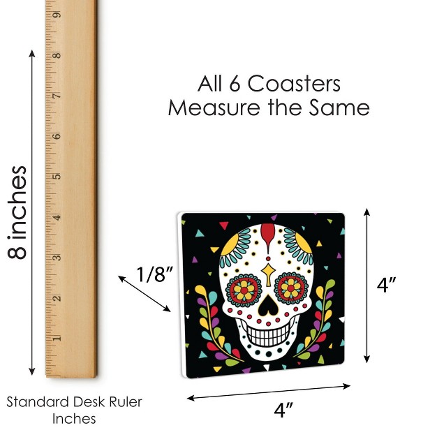 Big Dot Of Happiness Day Of The Dead Sugar Skull Party Decorations Drink Coasters Set Of 6