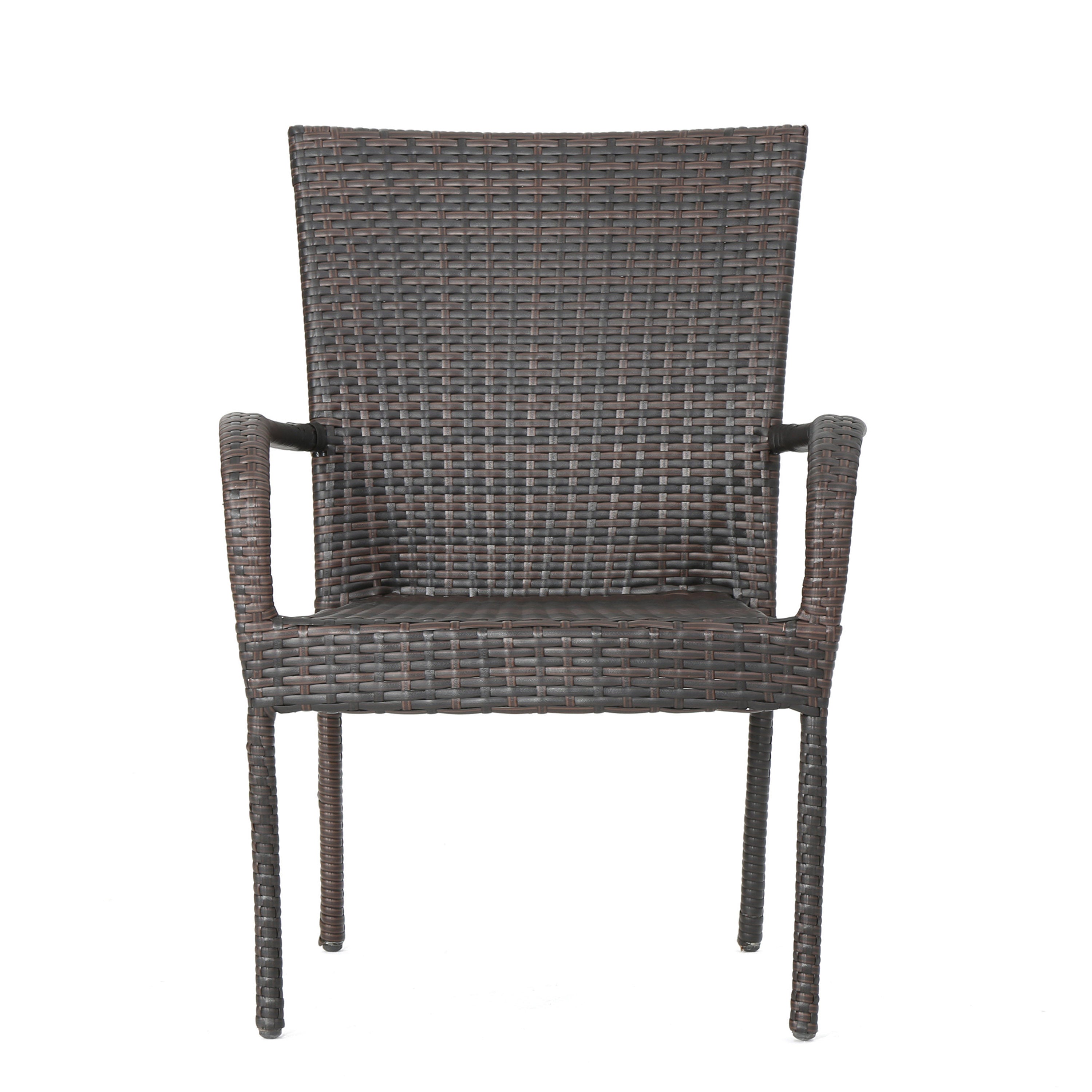 GDF Studio Ferndale Outdoor Wicker Stacking Dining Chairs, Set of 2, Multibrown