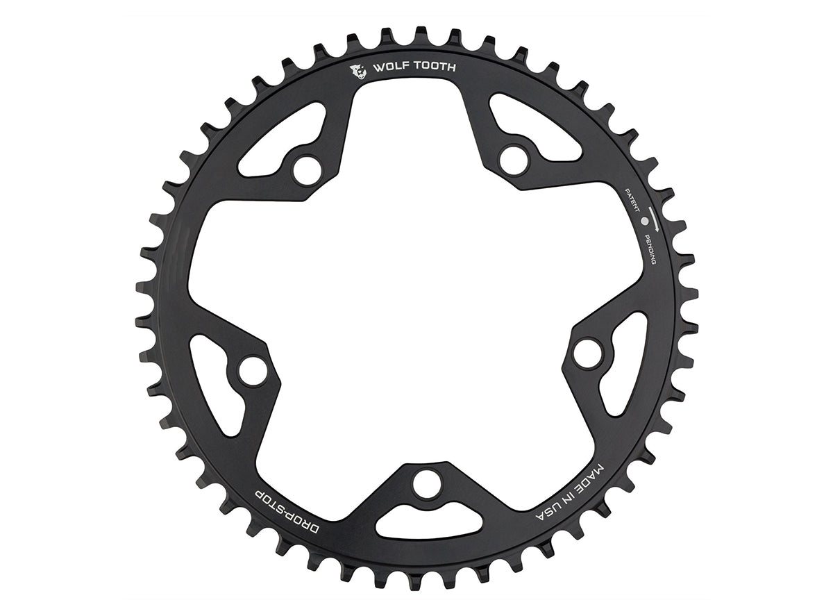 Wolf Tooth Components Drop-Stop 130 BCD Flat Top Cyclocross/Road Chainring - Black