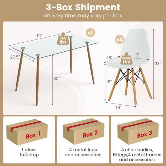 Costway 5 Pieces Rectangle Dining Table Set with 5...