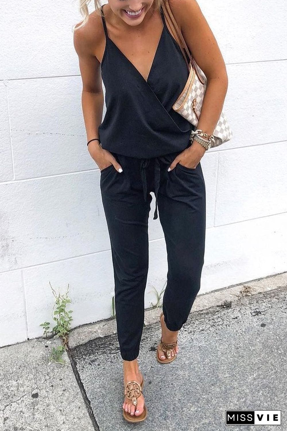 Sling V Neck Jumpsuit