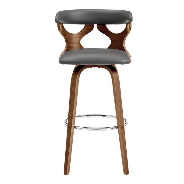 Zenia Modern Faux Leather and Wood Swivel Bar/Counter Stool