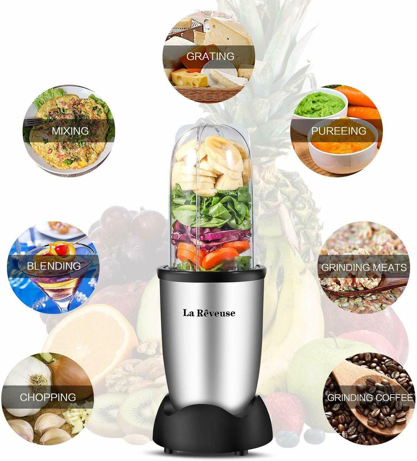 Maheswara Store USA Personal Blender Silver Color 250W for Shakes Smoothies Seasonings Sauces 16 oz