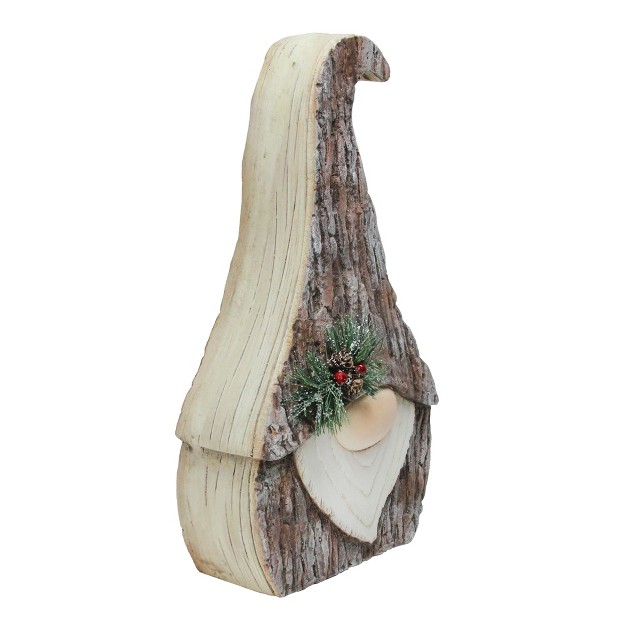 Brown And White Faux Tree Bark Gnome Christmas Figure