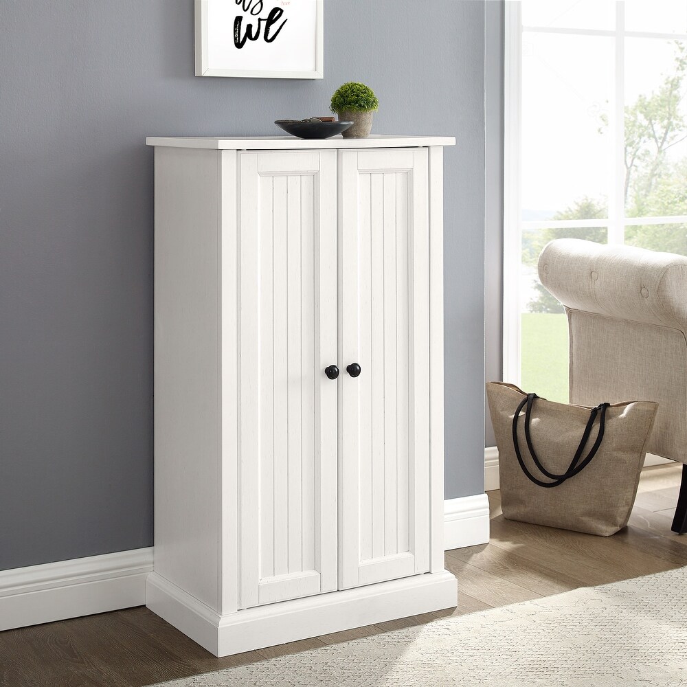 Seaside Distressed White Accent Cabinet