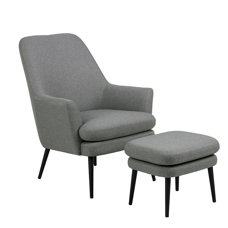 KENDRA Lounge Chair with Footstool - Grey