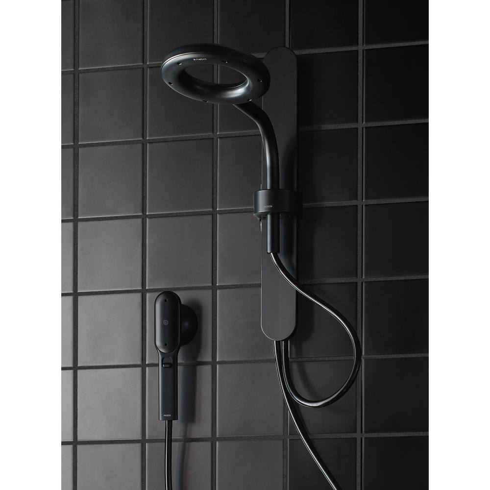 MOEN Spa Shower 1-Spray 8 in. Dual Shower Head and Handheld Shower Head with Magnetic Remote Dock in Matte Black N207C0BL