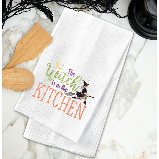 C amp f Home Witch Is In The Kitchen Halloween Cotton Embroidered Waffle Weave Kitchen Towel