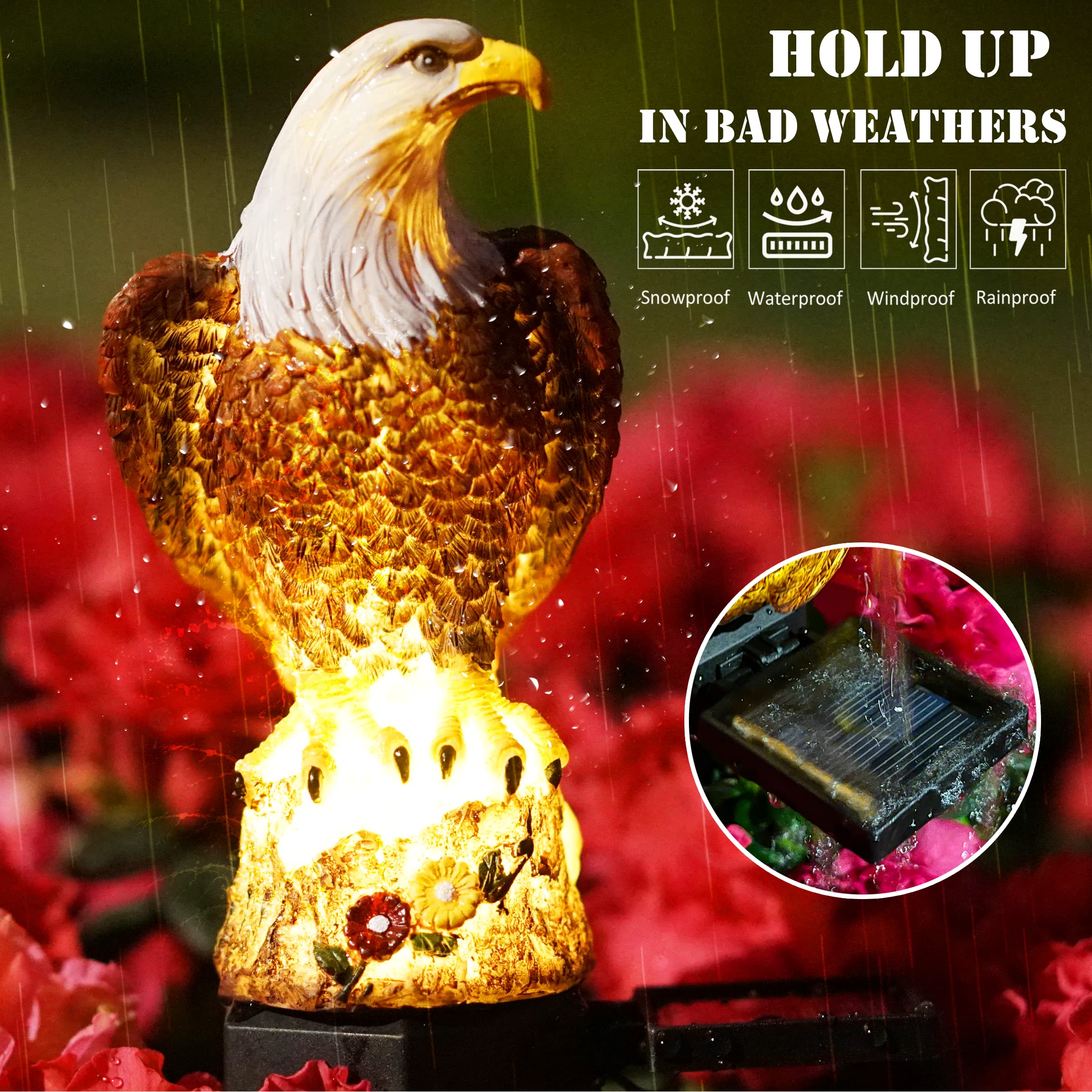 (Last Day Promotion-SAVE 65% OFF)Resin Eagle Solar Power Waterproof LED Warm Lights With Pilings(2 PCS/SET)-BUY 2 GET 10% OFF & FREE SHIPPING