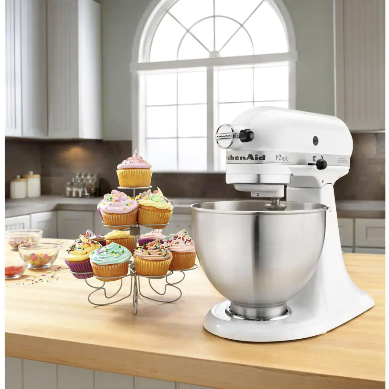 KitchenAid Classic Series 4.5 Qt. 10-Speed White Stand Mixer with Tilt-Head