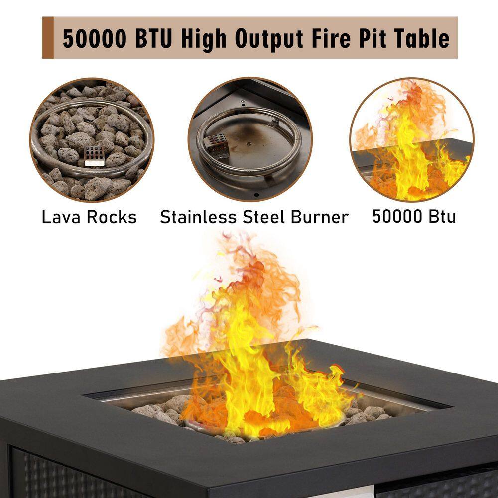 30 in. Iron Square Fire Pit Table with Table Lid ZY-50