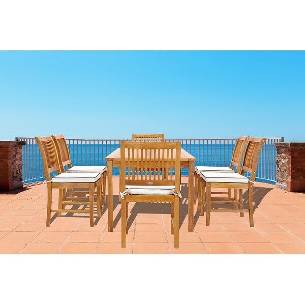 Chic Teak Bermuda Rectangular Teak Wood Patio Bistro Dining Table，63 x 35 inch (table only)