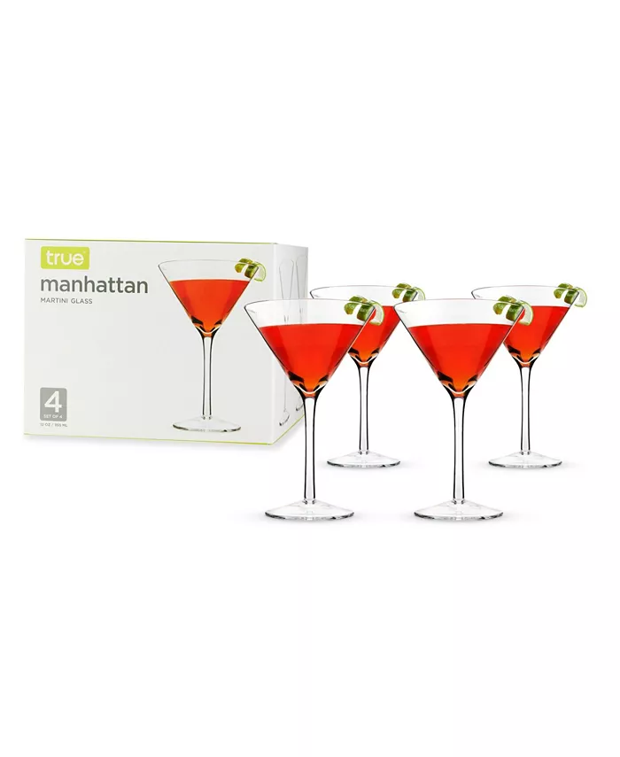 True Brands Manhattan Martini Glass Set of 4 12 Oz