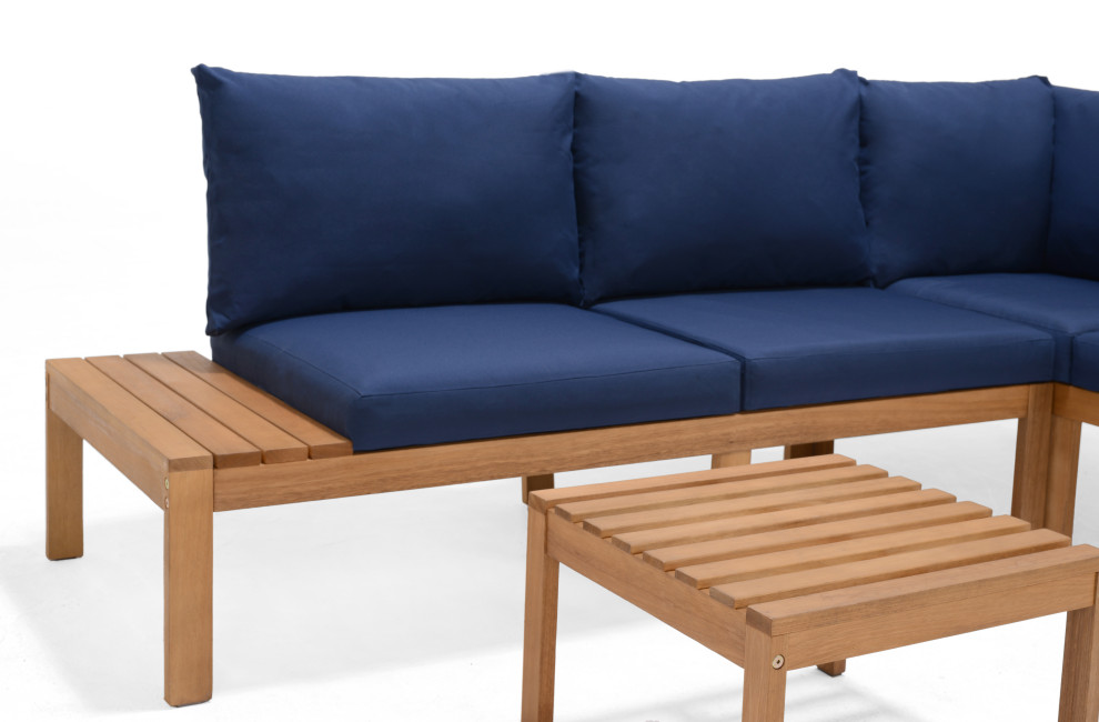 Amazonia Teak Finish Madrid 3 Piece Deep Seat Conversation Set With Cushions   Transitional   Outdoor Lounge Sets   by Amazonia  Houzz