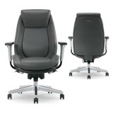 Serta iComfort i6000 Series Ergonomic Bonded Leather High-Back Manager Chair， Gray/Silver