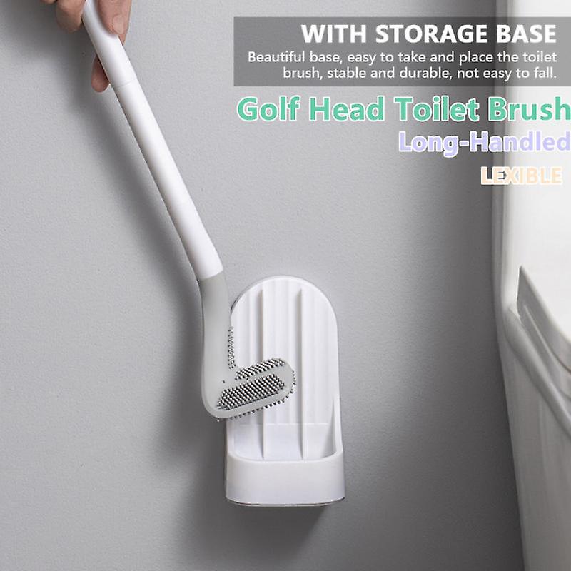 Golf Toilet Brushes Wall Mounted Long Handled Toilet Cleaner Brush Silicone Toilet Brush Hygienic Bathroom Accessories Home Tool