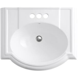 KOHLER Devonshire Vitreous China Pedestal Bathroom Sink Basin in White with Overflow Drain K-2287-4-0