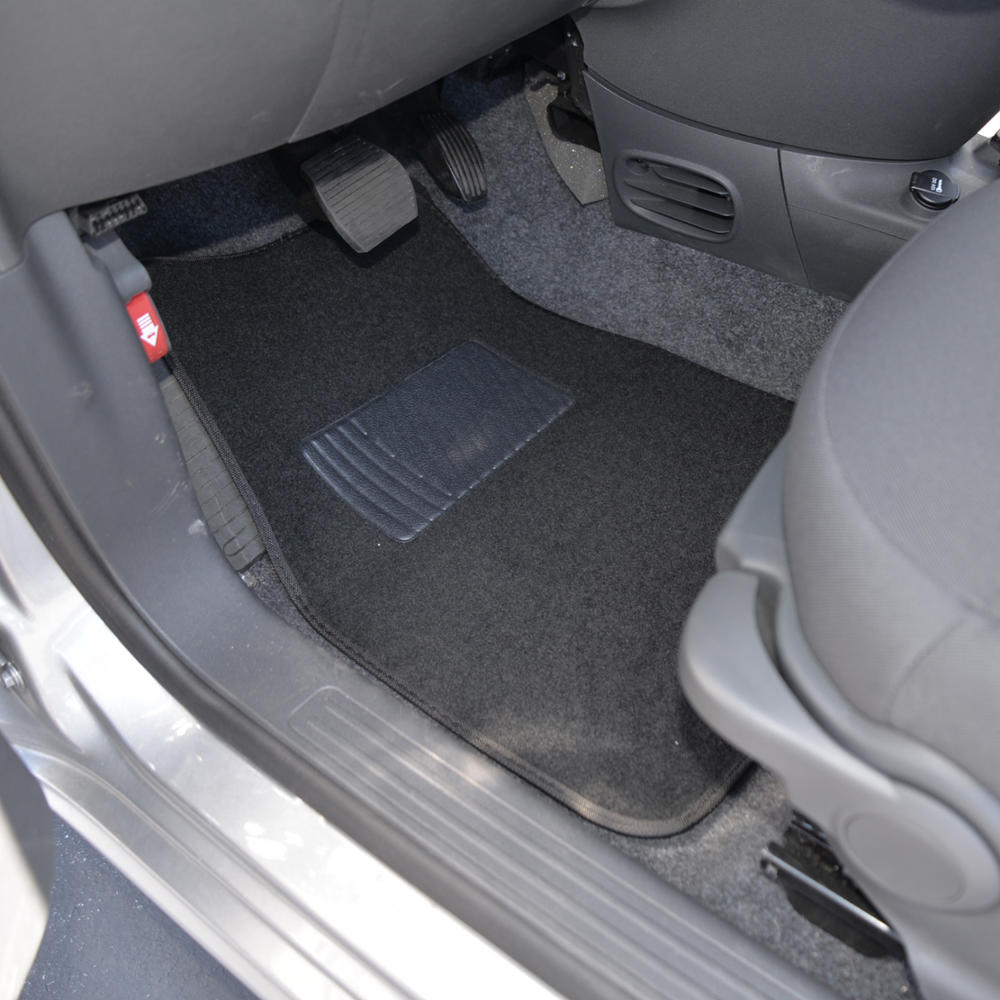 BDK INTERLOCK Car Floor Mats - Secure No-Slip Technology for Automotive Interiors - 4pc Inter-Locking Carpet (Black)