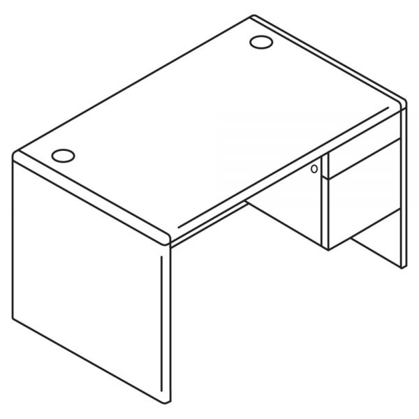 HON 10700 Series Single Pedestal Desk with Three-Quarter Height Right Pedestal， 48