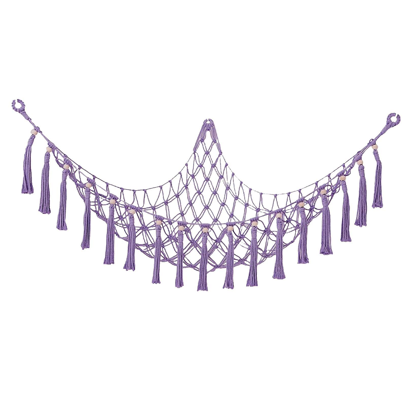 Plush Toy Hammock Net For Home 39x39x47 Inches Macrame Corner Hammock Holder Violet