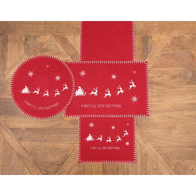 X 12 quot Red Felt quot merry Xmas quot Sentiment Die Cut Table Runner