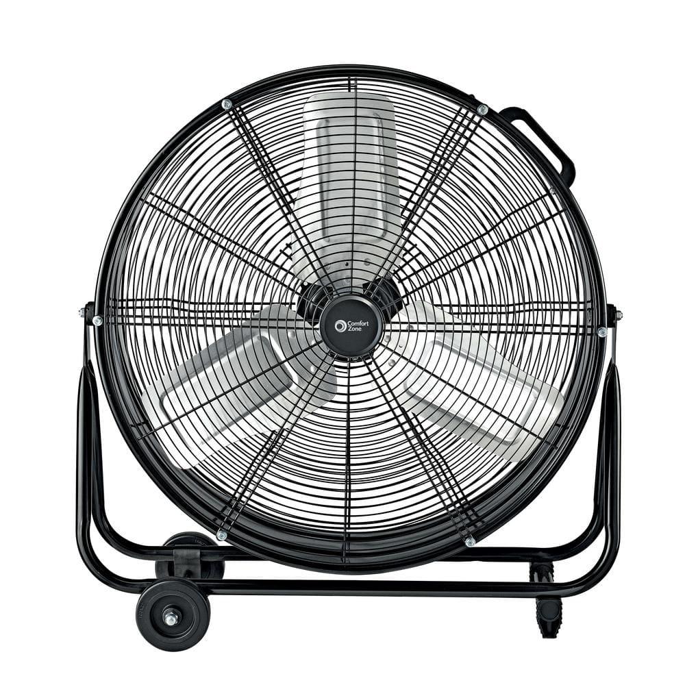 Comfort Zone 24 in 2Speed HighVelocity Industrial Drum Fan with Aluminum Blades and 180Degree Adjustable Tilt in Black