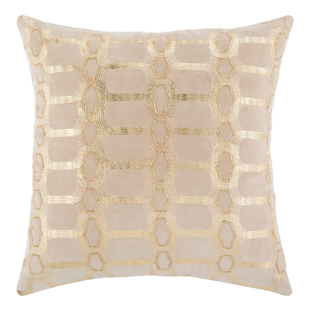 SAFAVIEH Adalie Beaded Chain Link Beige/ Gold 20 inch Decorative Pillow