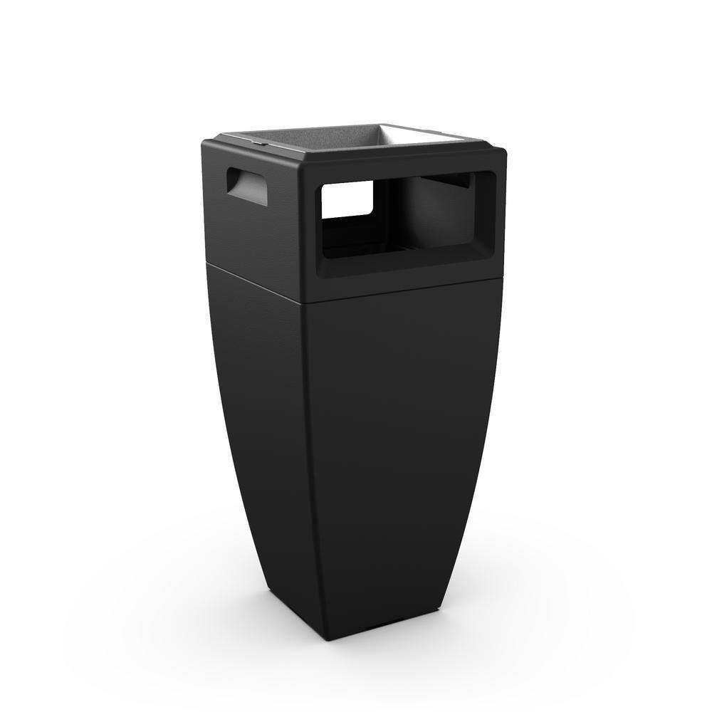 Mayne 24 Gal. Kobi Outdoor Waste Bin with Ash Tray Black Commercial Trash Can 8842-B