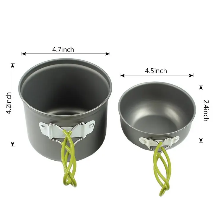 Camping Hiking Backpacking Picnic Aluminium Pot Pan Cookware Outdoor Cooking Bowl Set 9pcs Pots and Bowls for Outdoor Cooking