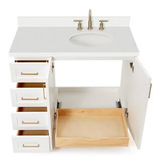 ARIEL Taylor 43 in. W x 22 in. D Bath Vanity in White with Quartz Vanity Top in White with White Basin Q043SRWQOVOWHT