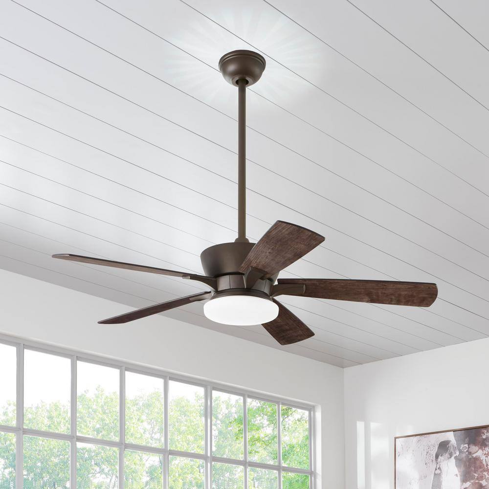 Home Decorators Collection Bergen 52 in. LED Uplight Espresso Bronze Ceiling Fan With Light and Remote Control YG680-EB