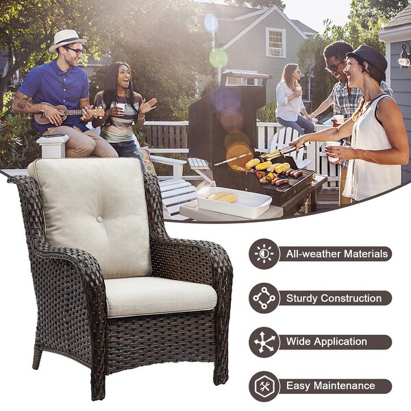 3 Pieces Outdoor Rattan Chair with Fire Pit Table