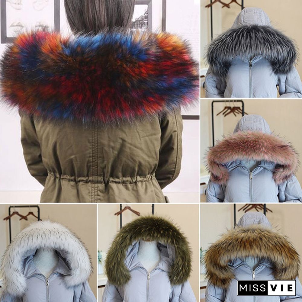 Fashion Winter Faux Fur Collar Down Coat Overcoat Women Scarf Jacket Hood Fur Decor Warm Thicken