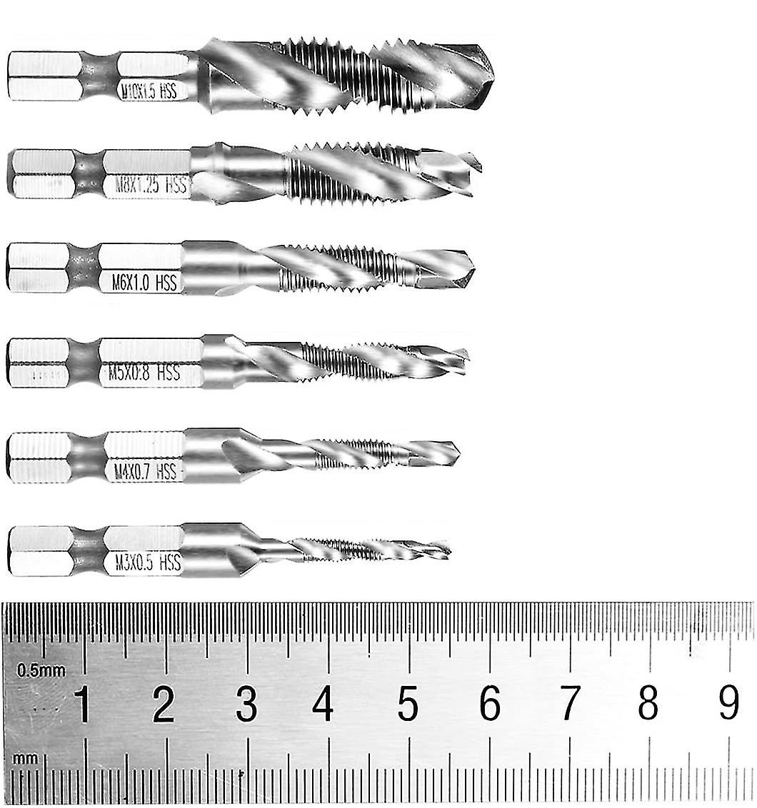 6pcs Hss Countersink Tap Drill Bit For Wood Plastic Aluminum Copper